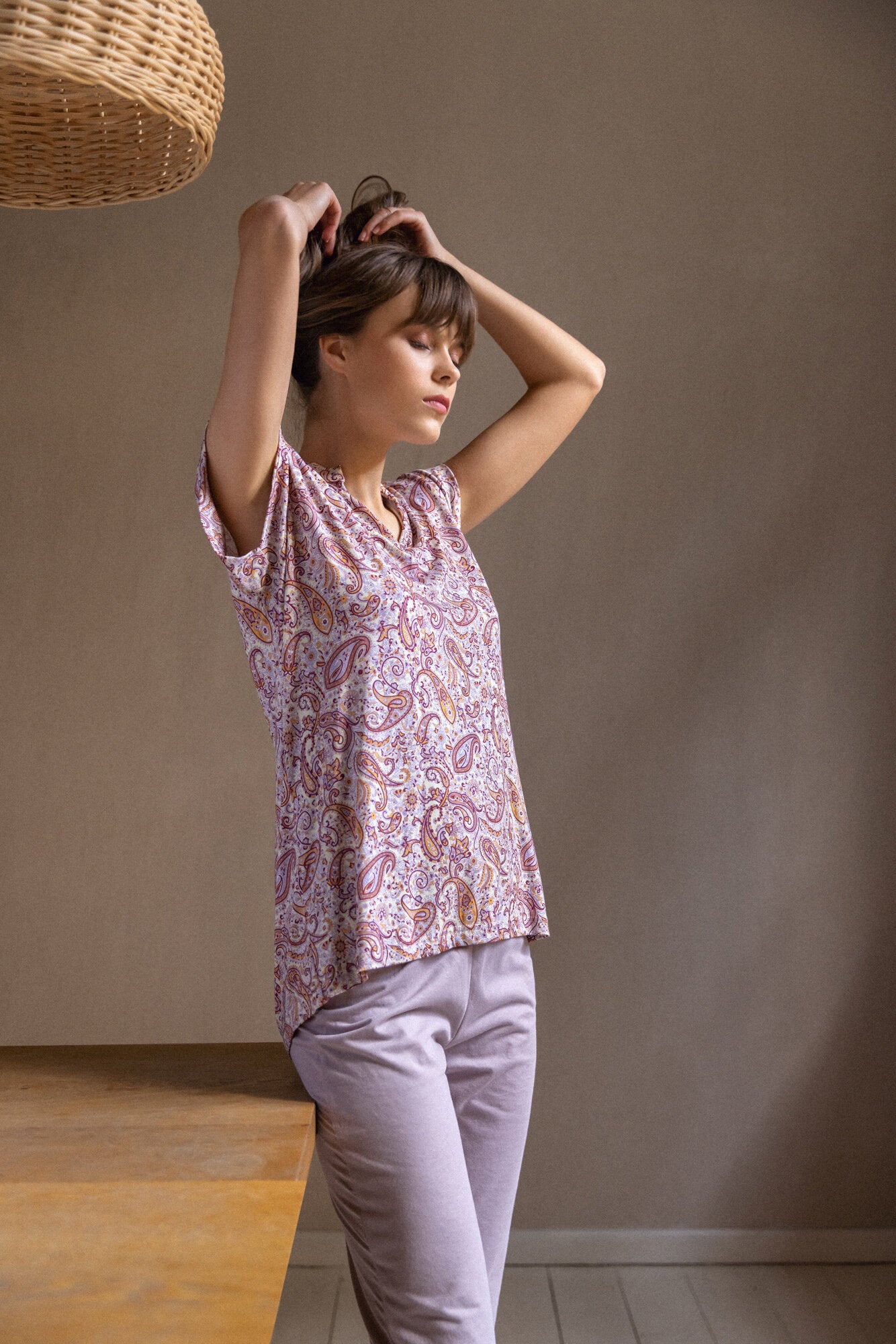 Pink Label - Pyjama Capri Violete Paisley