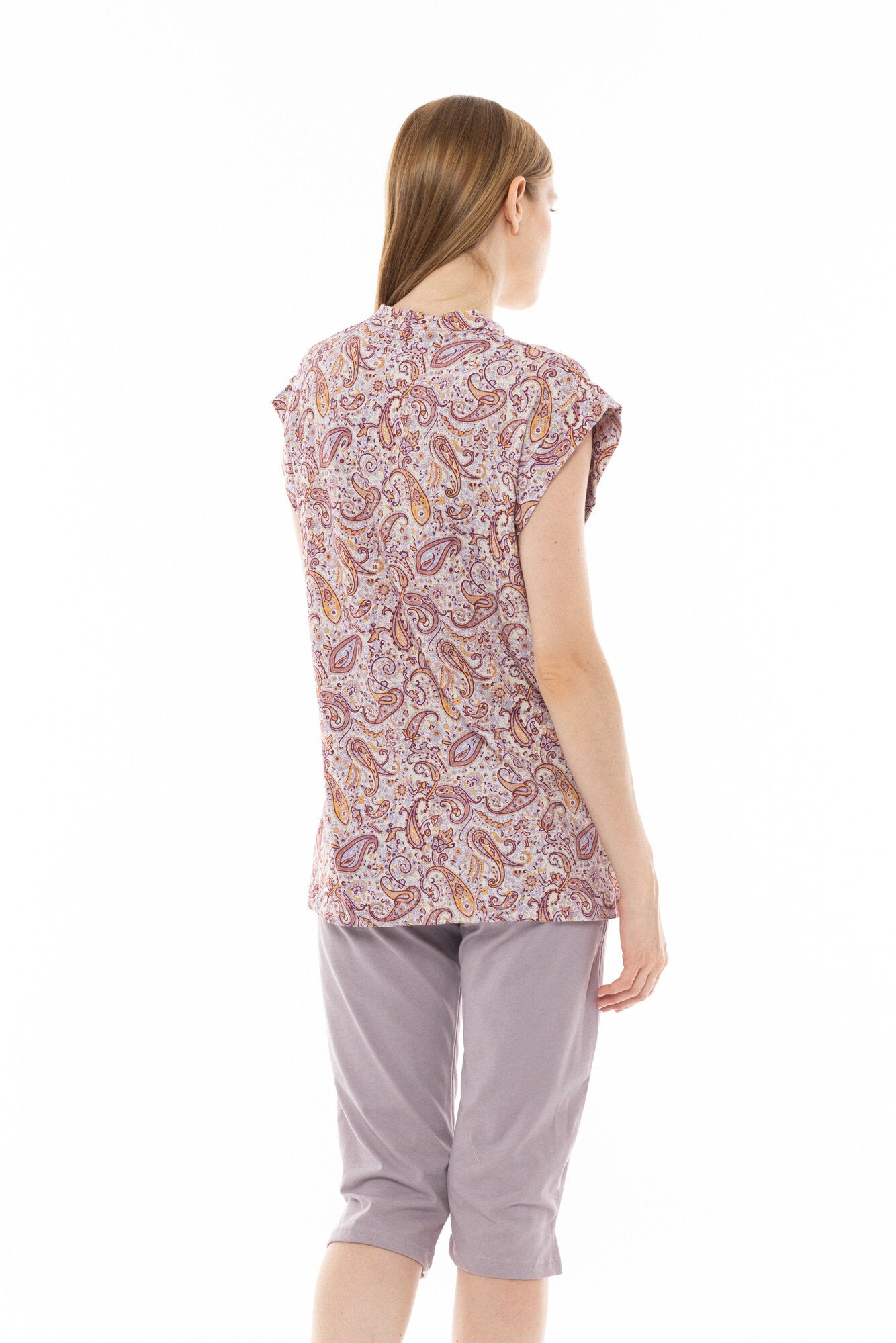 Pink Label - Pyjama Capri Violete Paisley