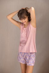 Pink Label - Pyjama Shorts Violete Flower
