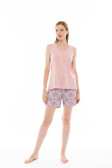 Pink Label - Pyjama Shorts Violete Flower