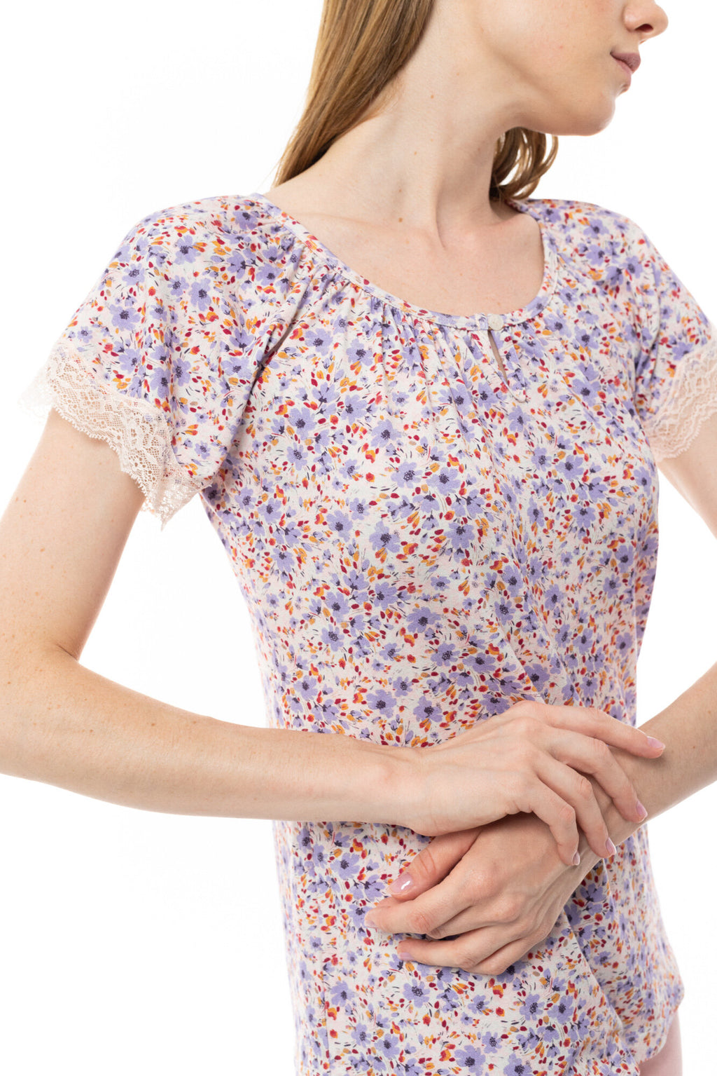 Pink Label - Pyjama Capri Violete Flower