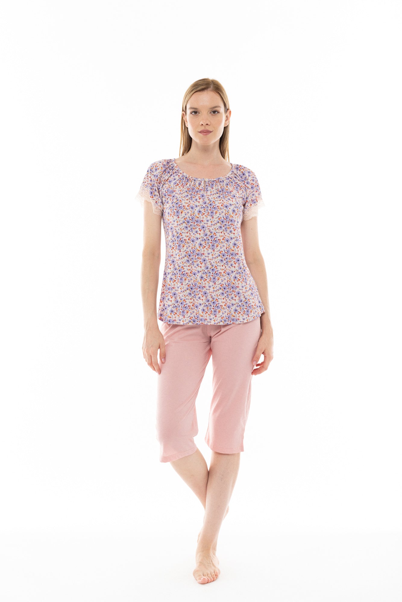 Pink Label - Pyjama Capri Violete Flower