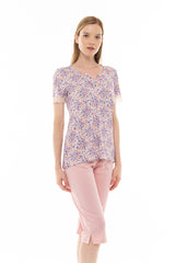 Pink Label - Pyjama Capri Violete Flower