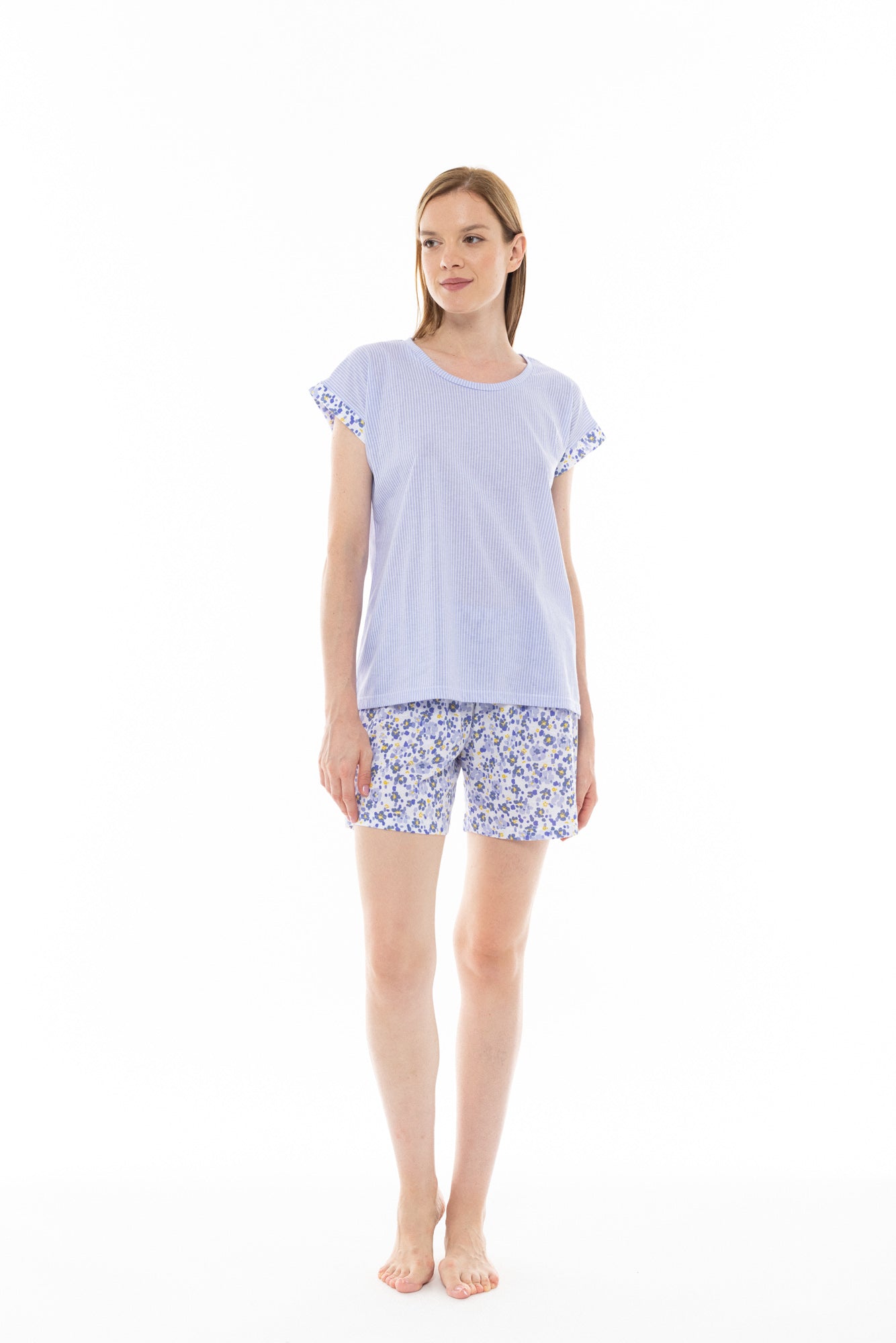 Pink Label - Pyjama Blue Flower Stripe