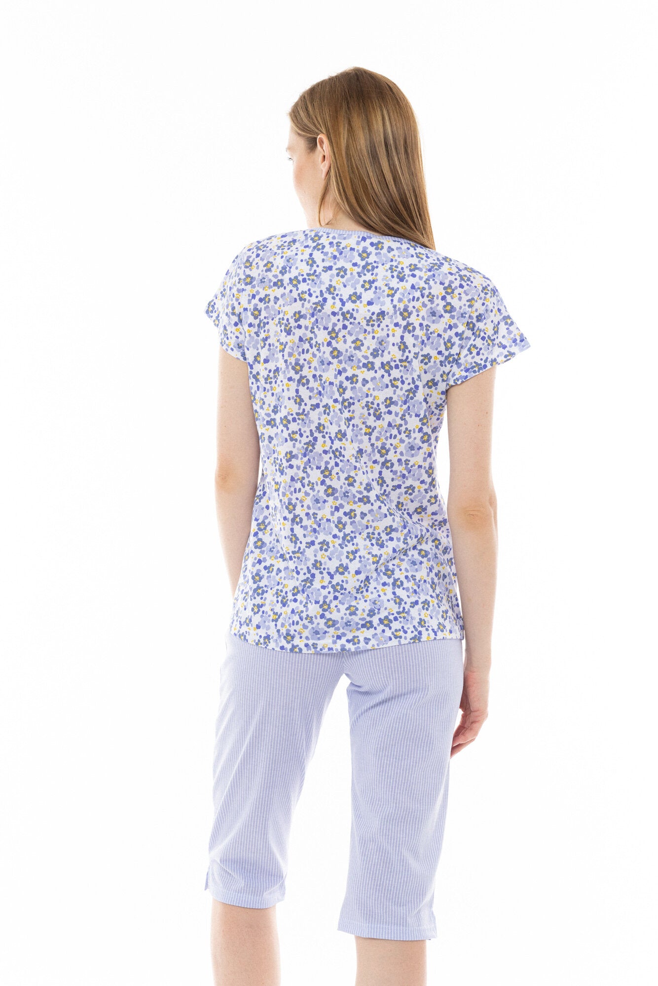 Pink Label - Pyjama Blue Flower Stripe
