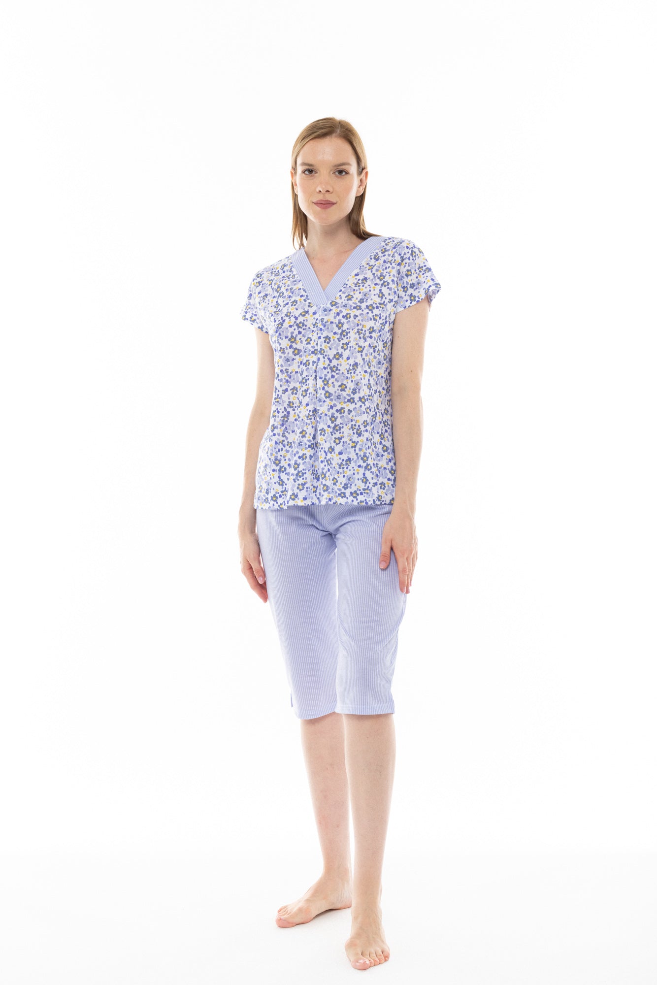 Pink Label - Pyjama Blue Flower Stripe