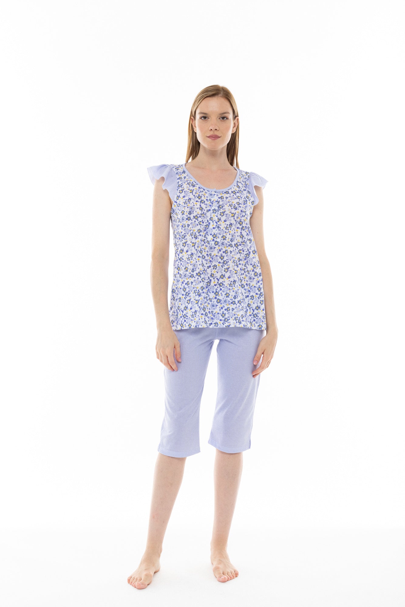 Pink Label - Pyjama Blue Flower Stripe