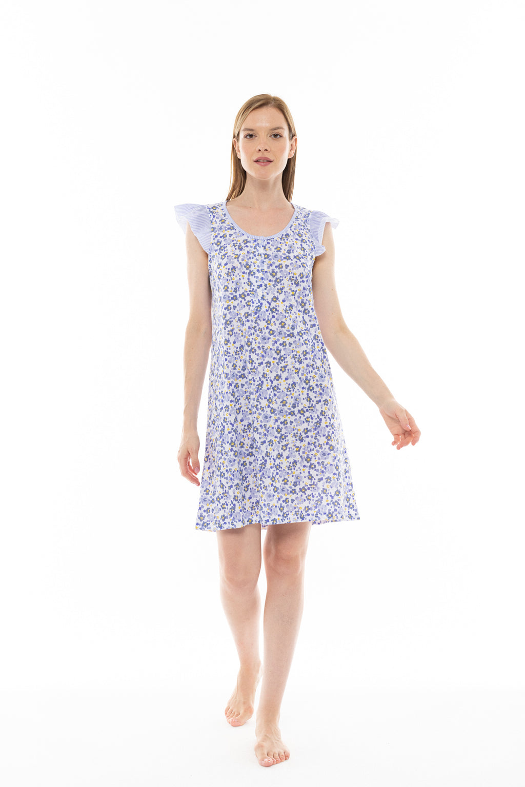 Pink Label - Nightgown Blue Flower Stripe