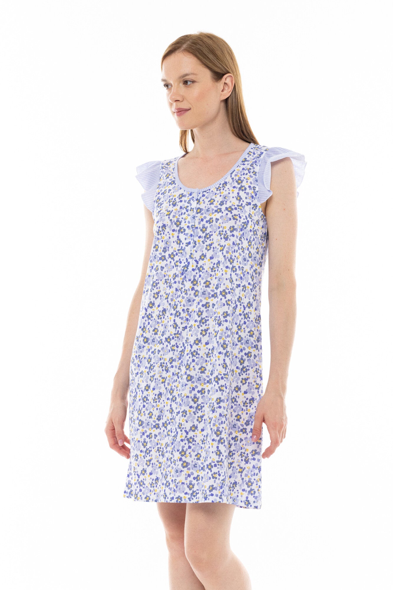 Pink Label - Nightgown Blue Flower Stripe