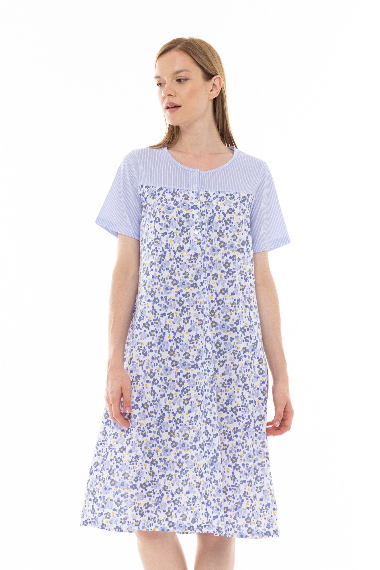 Pink Label - Nightgown Classic Blue Flower Stripe
