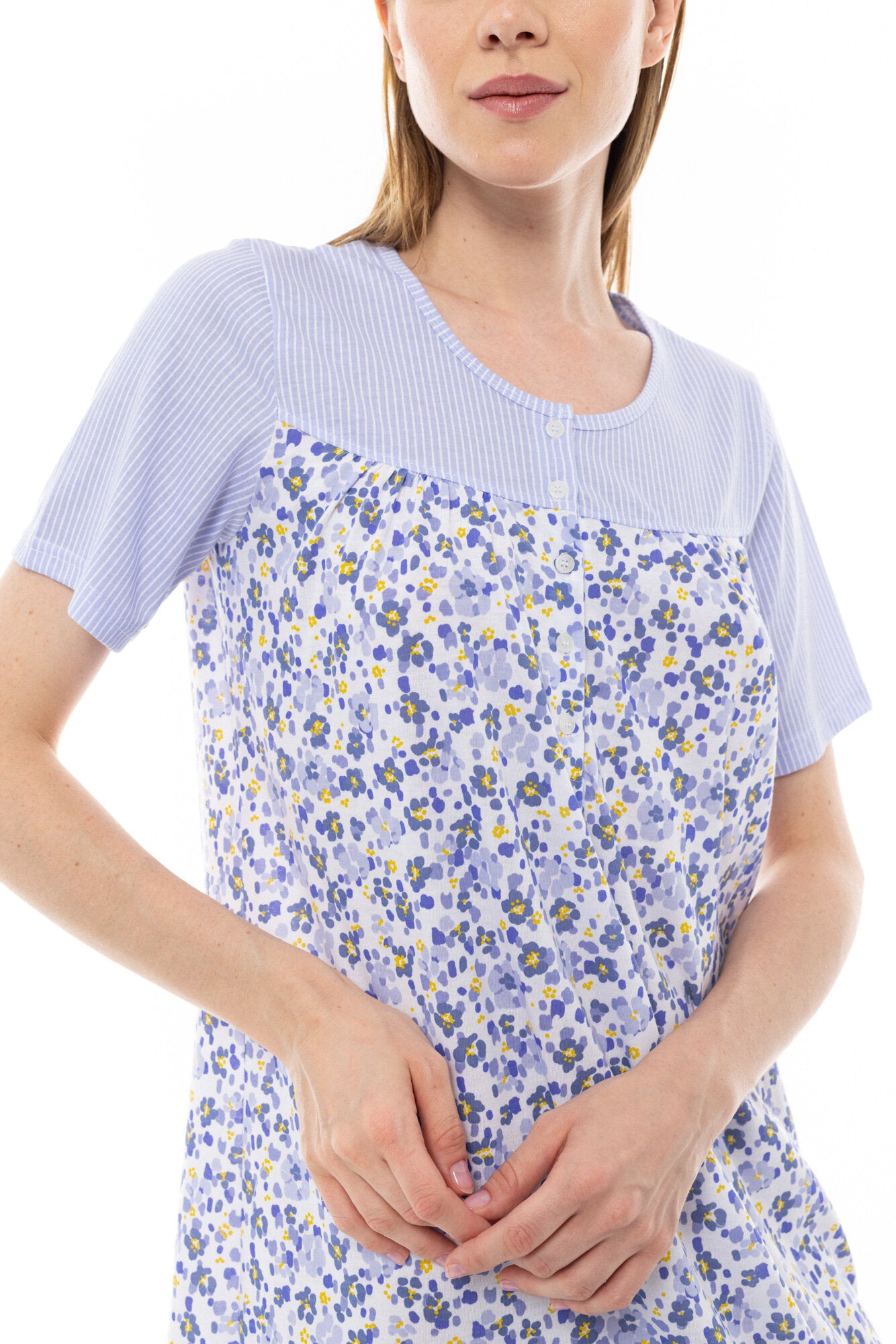 Pink Label - Nightgown Classic Blue Flower Stripe