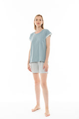 Pink Label - Pyjama Shorts Aqua Geo