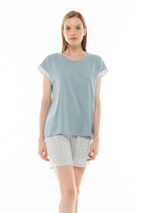 Pink Label - Pyjama Shorts Aqua Geo