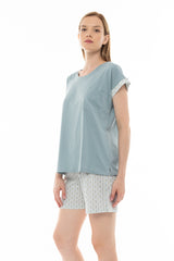 Pink Label - Pyjama Shorts Aqua Geo