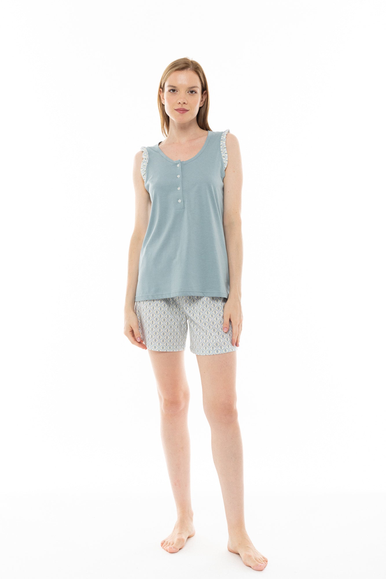 Pink Label - Pyjama Shorts Aqua Geo