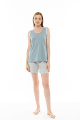 Pink Label - Pyjama Shorts Aqua Geo