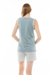 Pink Label - Pyjama Shorts Aqua Geo