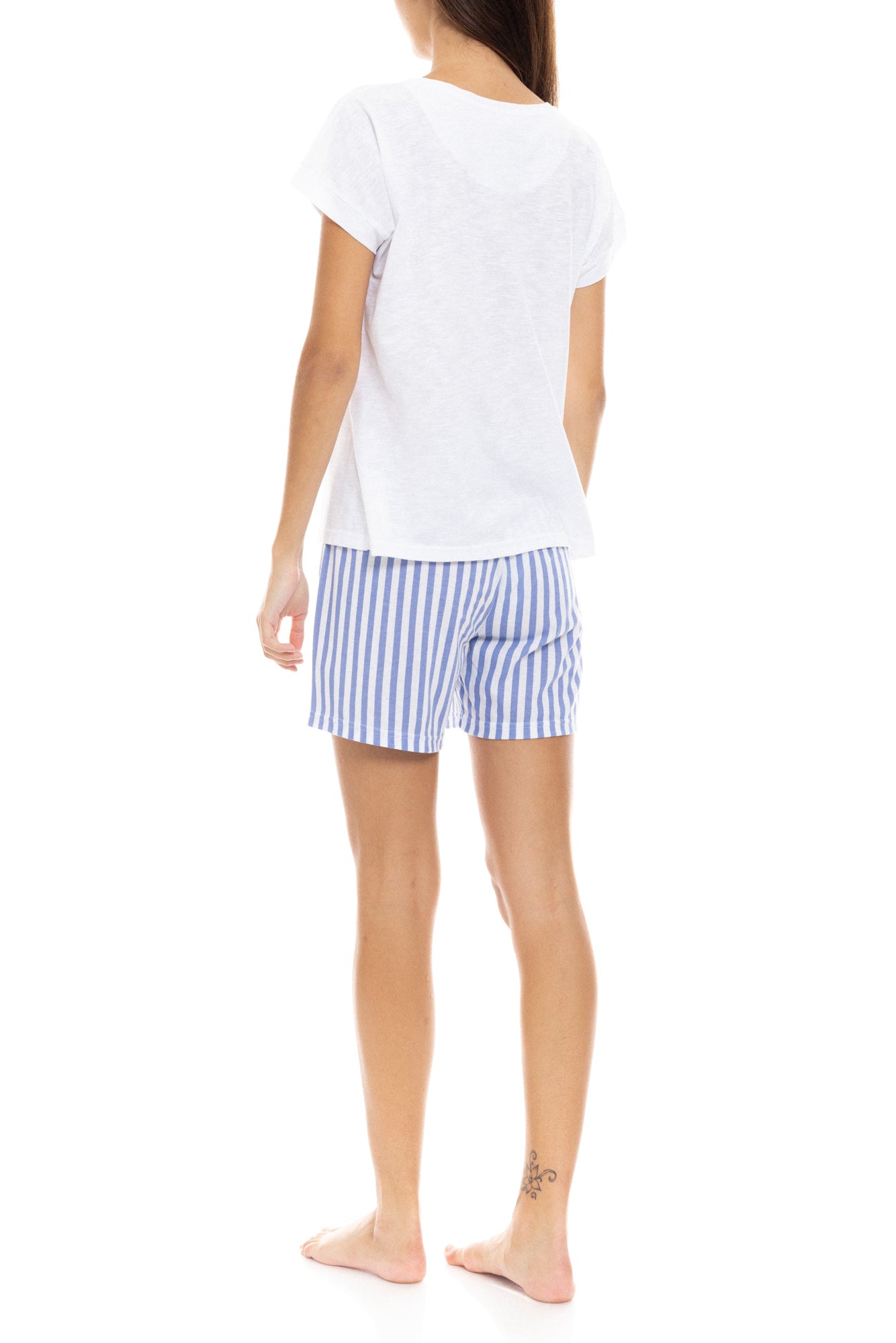 Pink Label - Pyjama Shorts Soft Blue Stripe
