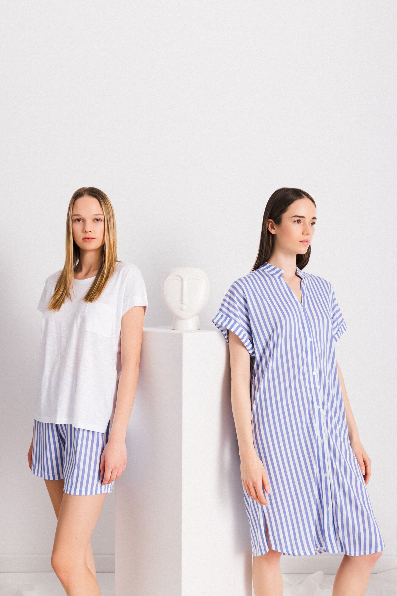 Pink Label - Pyjama Shorts Soft Blue Stripe