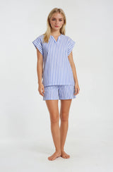 Pink Label - Pyjama Shorts Soft Blue Stripe