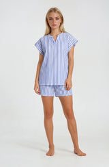 Pink Label - Pyjama Shorts Soft Blue Stripe