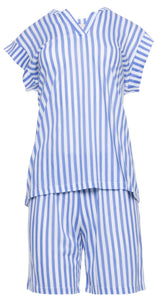 Pink Label - Pyjama Shorts Soft Blue Stripe