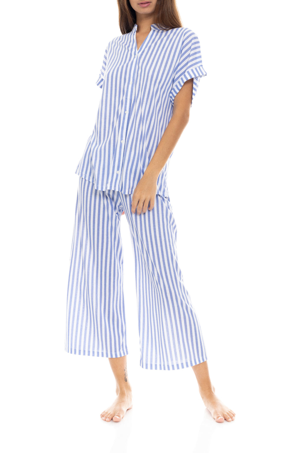 Pink Label - Pyjama Long Pants Soft Blue Stripe