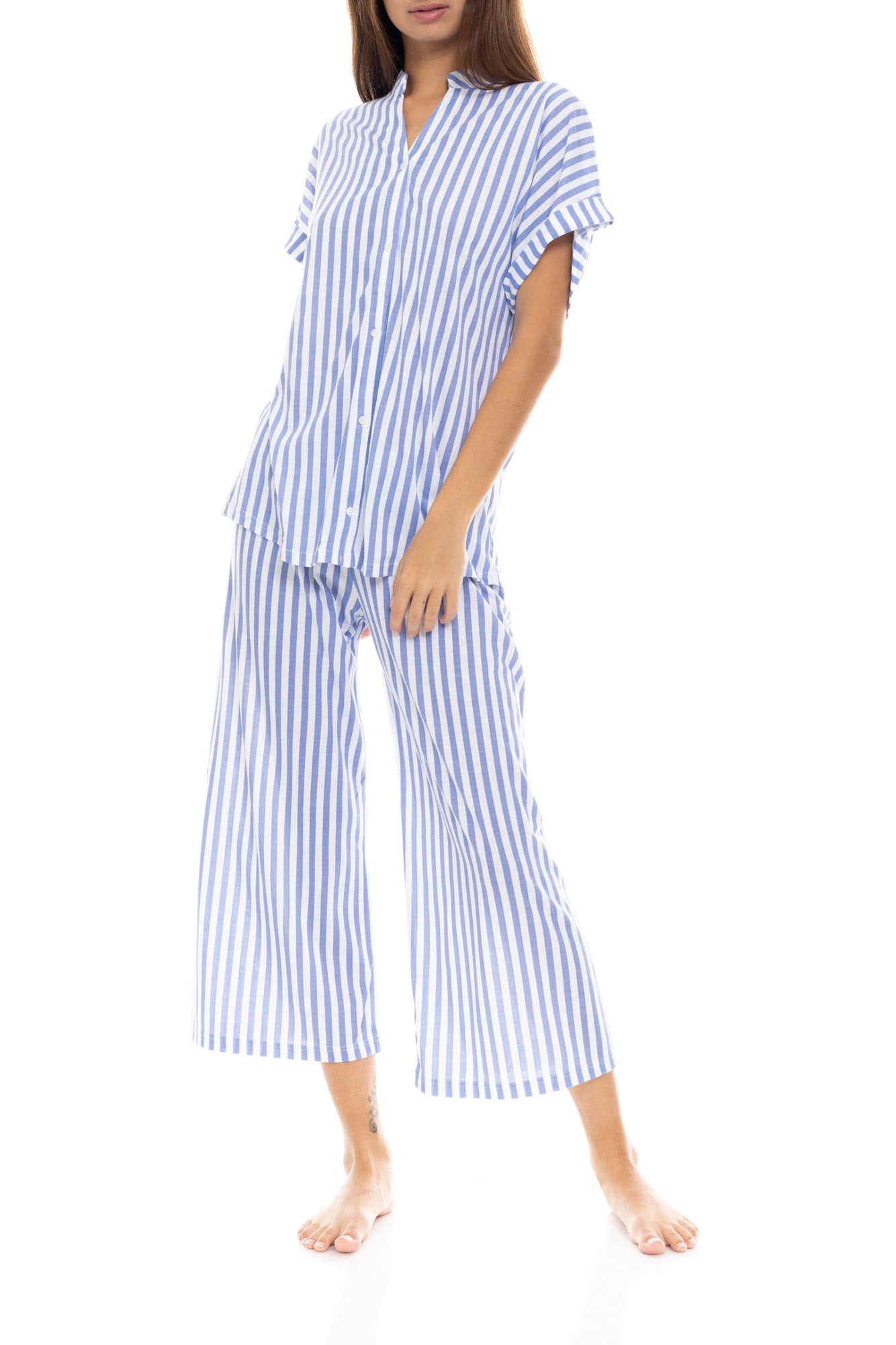 Pink Label - Pyjama Long Pants Soft Blue Stripe