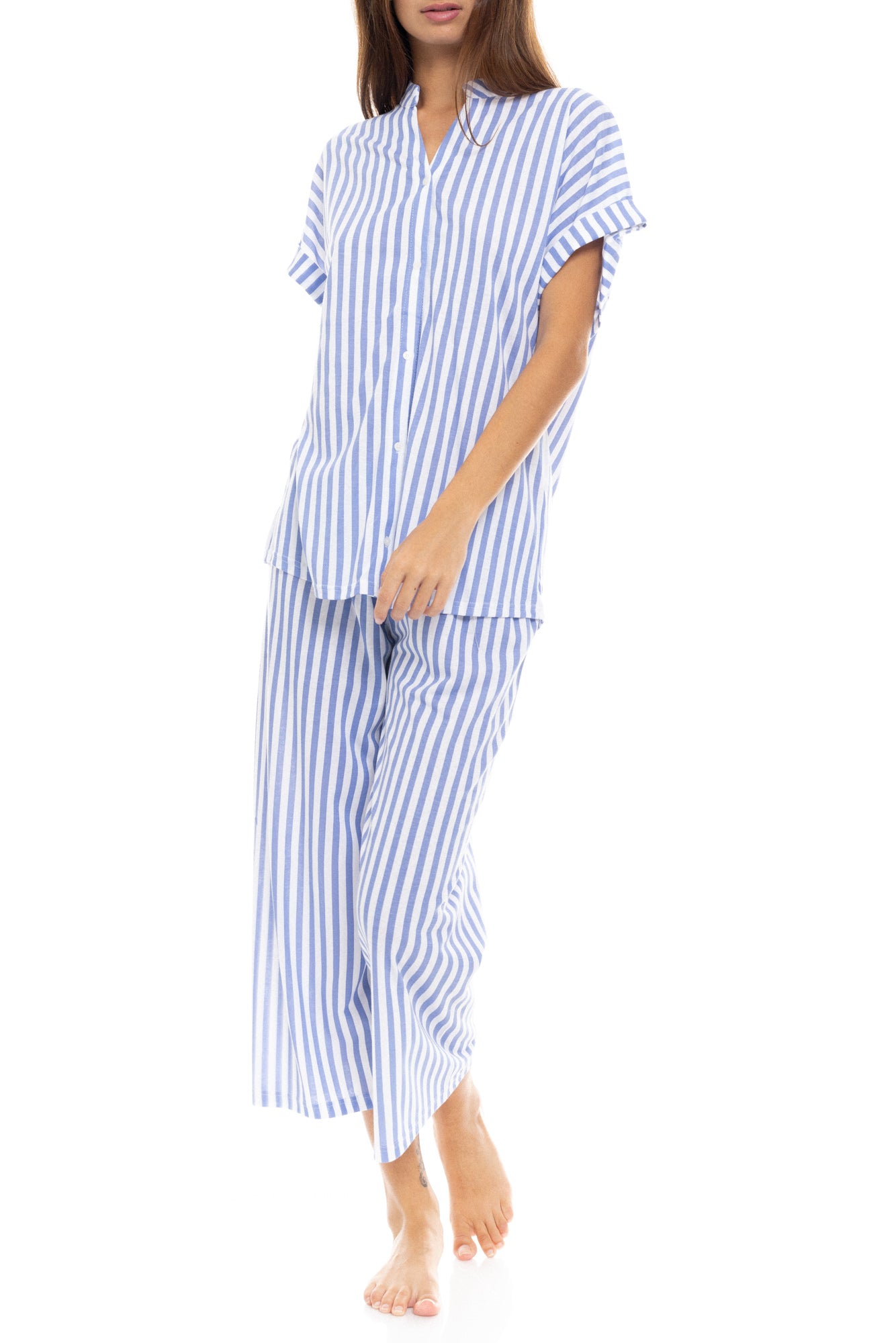 Pink Label - Pyjama Long Pants Soft Blue Stripe