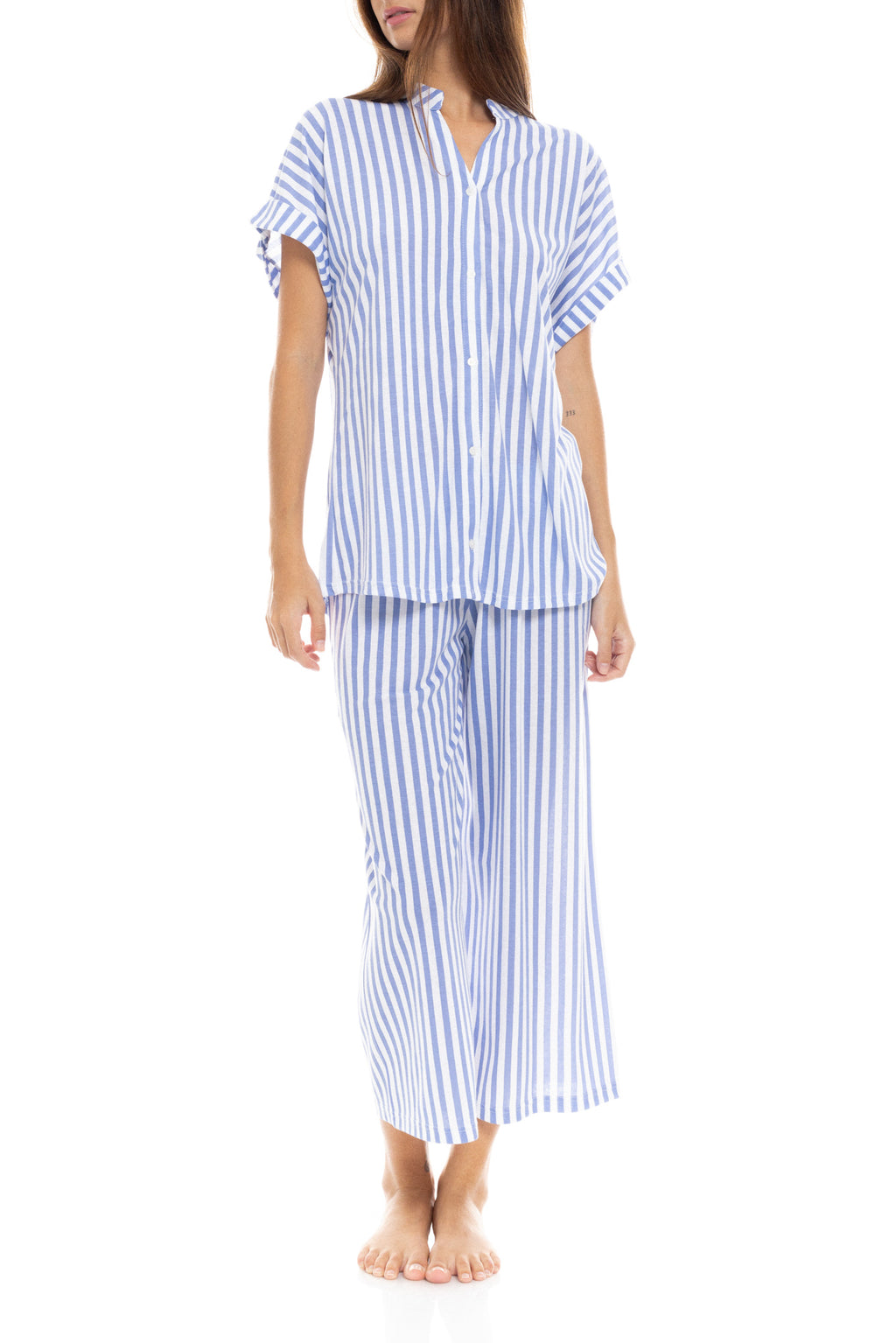 Pink Label - Pyjama Long Pants Soft Blue Stripe