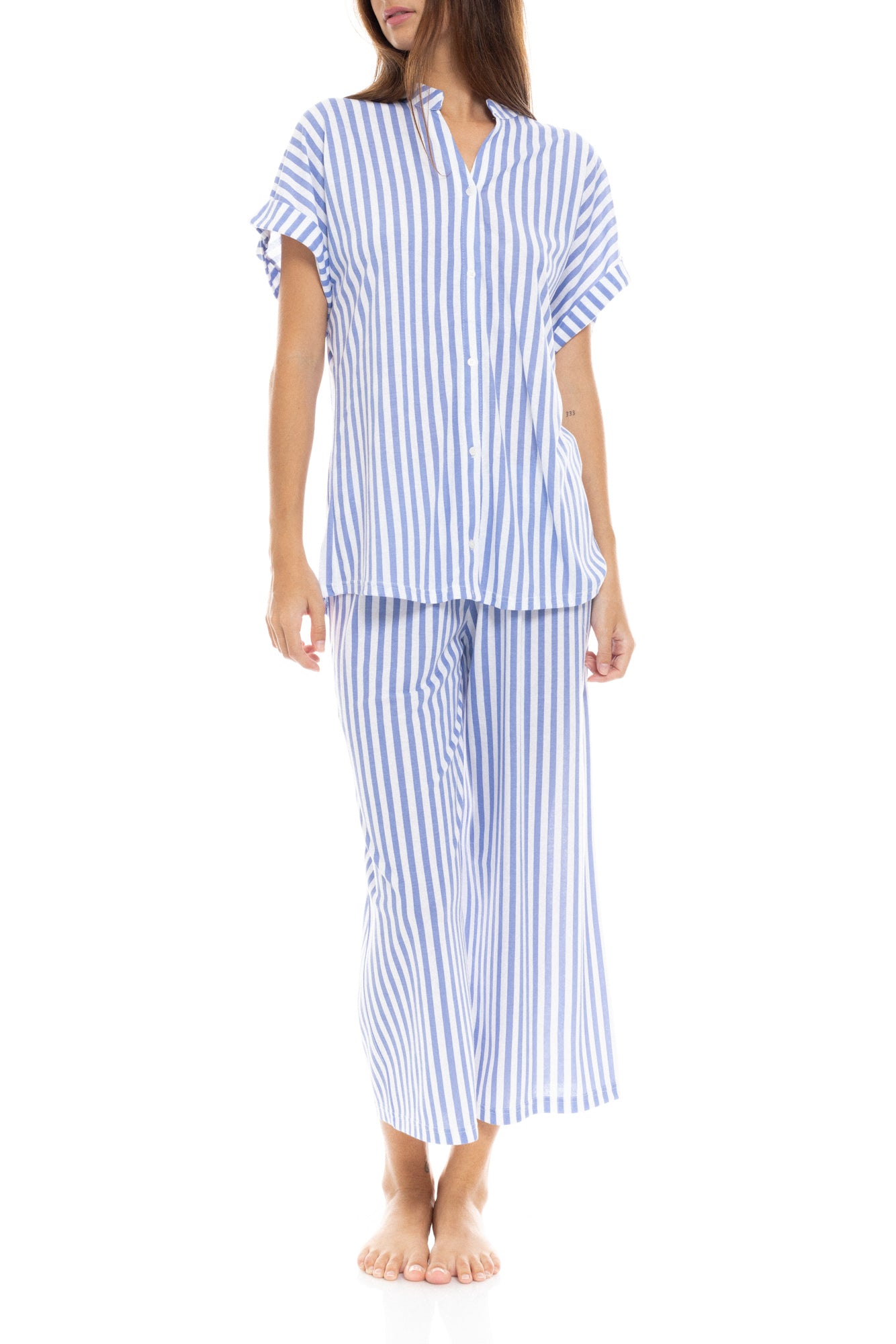 Pink Label - Pyjama Long Pants Soft Blue Stripe