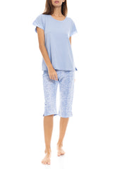 Pink Label - Pyjama Capri Blue Leo