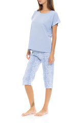 Pink Label - Pyjama Capri Blue Leo