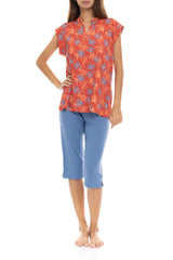 Pink Label - Pyjama Capri Pants Blooming Flower