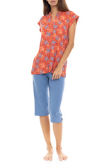Pink Label - Pyjama Capri Pants Blooming Flower