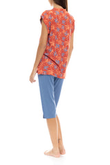 Pink Label - Pyjama Capri Pants Blooming Flower