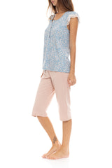 Pink Label - Pyjama Capri Pants Blue Flower
