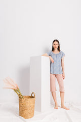 Pink Label - Pyjama Capri Pants Blue Flower