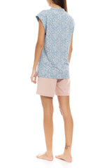 Pink Label - Pyjama Shorts Blue Flower