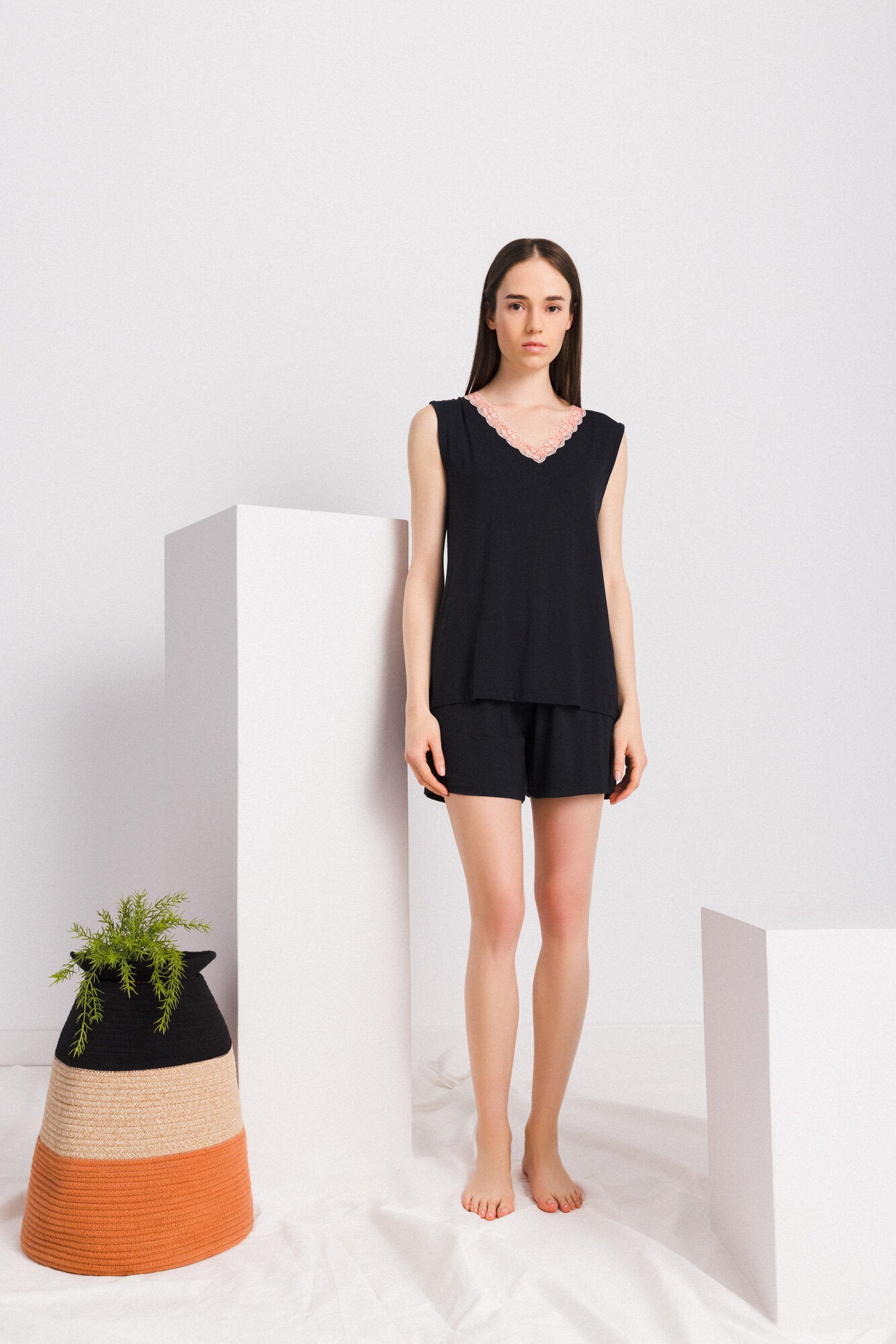 Pink Label - Pyjama Shorts Bamboo Lace