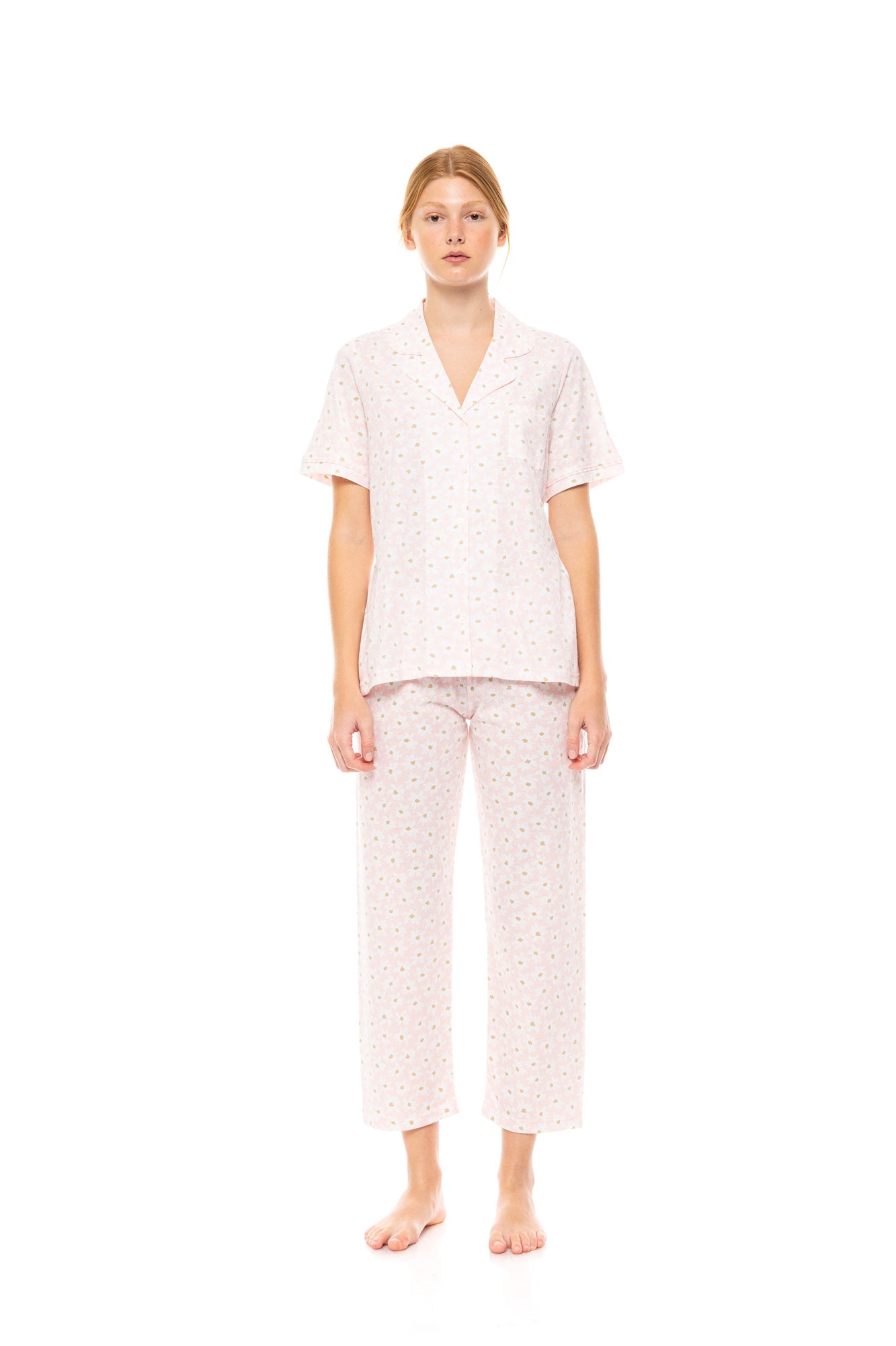 Pink Label - Pyjama Buttoned Long Pants Pink Daisy