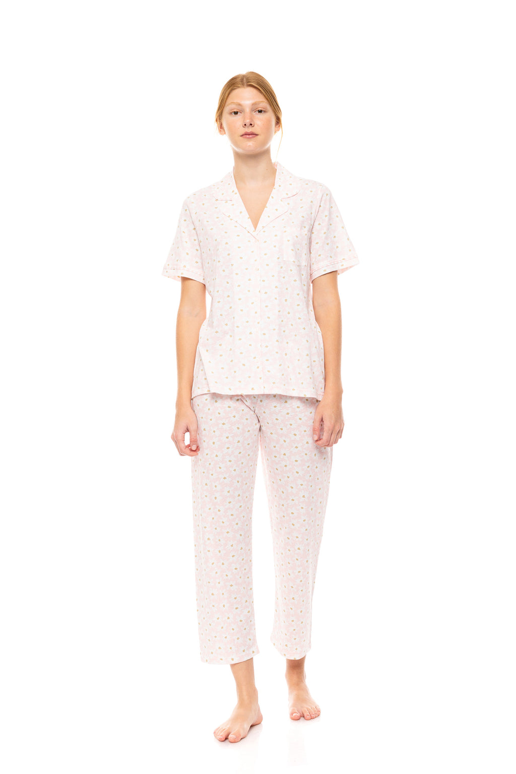 Pink Label - Pyjama Buttoned Long Pants Pink Daisy