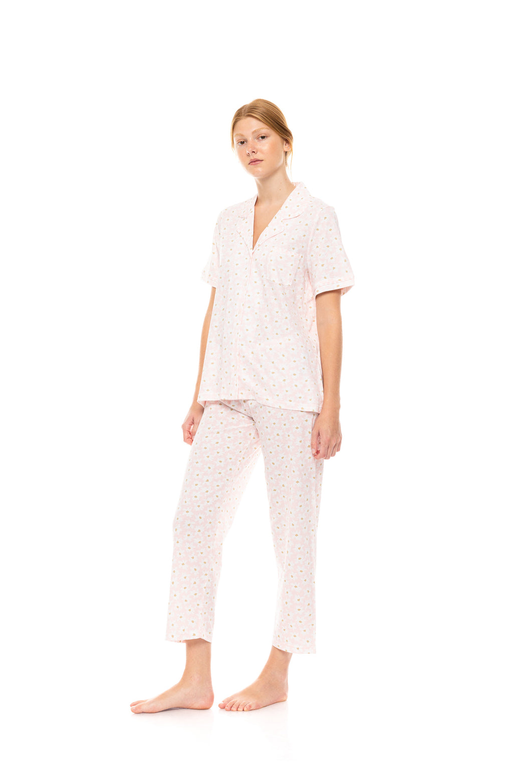 Pink Label - Pyjama Buttoned Long Pants Pink Daisy