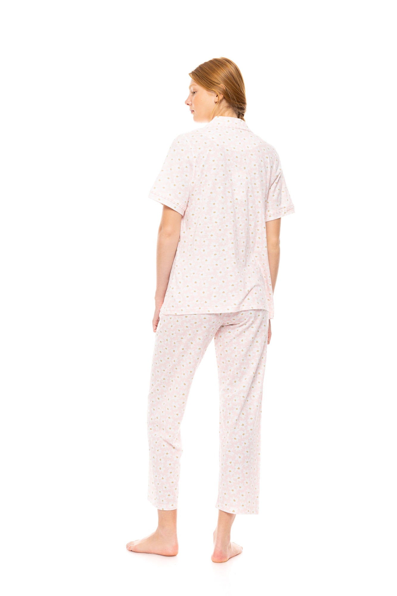 Pink Label - Pyjama Buttoned Long Pants Pink Daisy