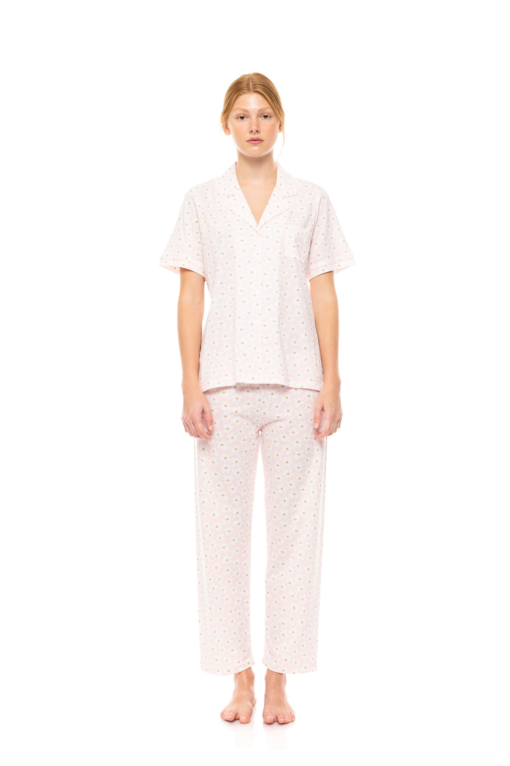 Pink Label - Pyjama Buttoned Long Pants Pink Daisy