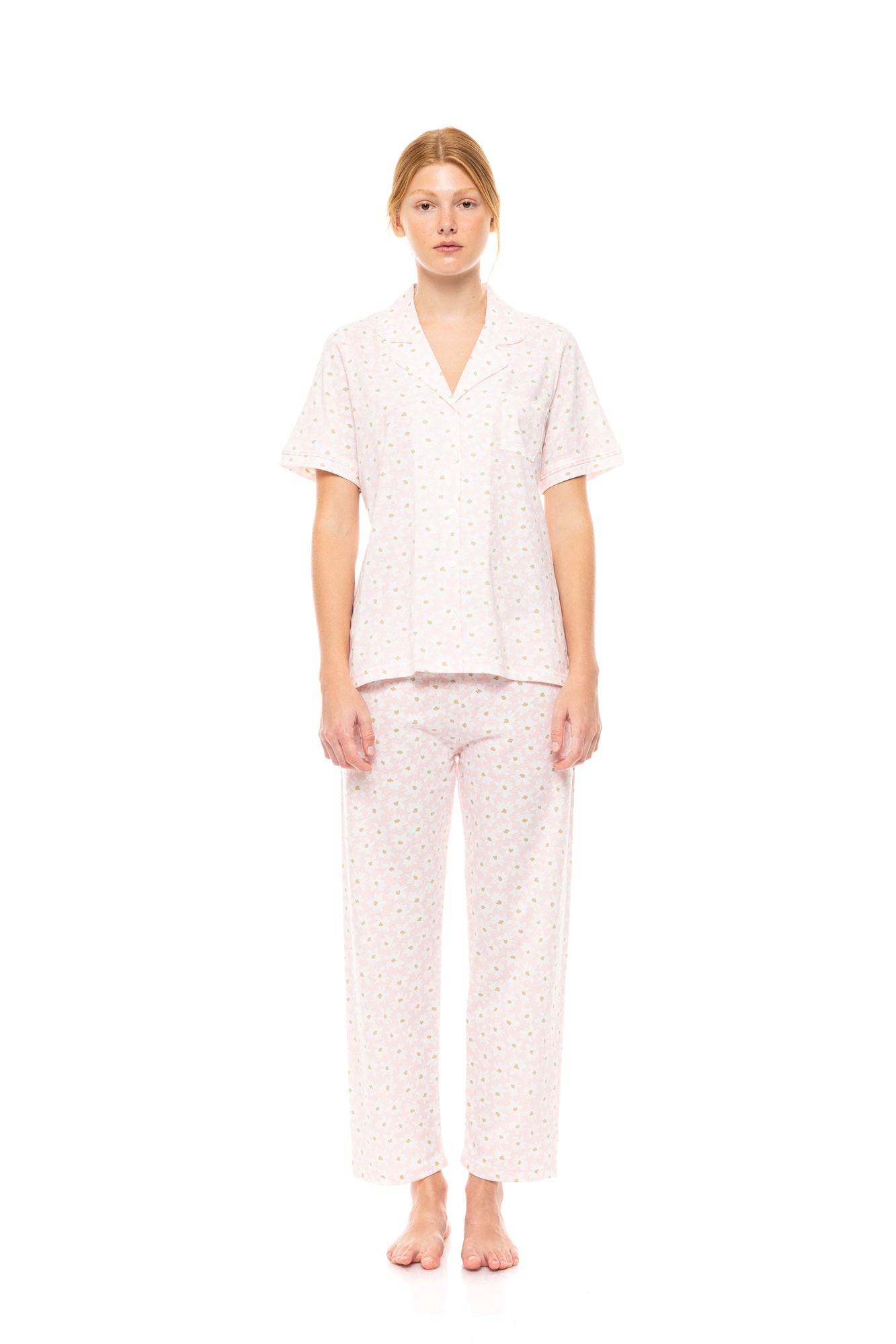 Pink Label - Pyjama Buttoned Long Pants Pink Daisy