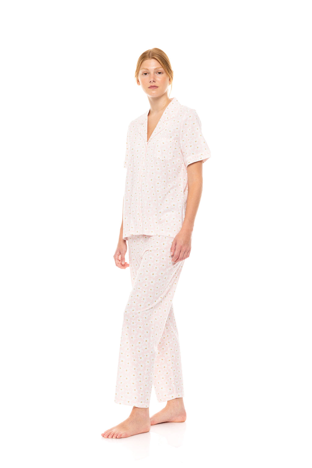 Pink Label - Pyjama Buttoned Long Pants Pink Daisy