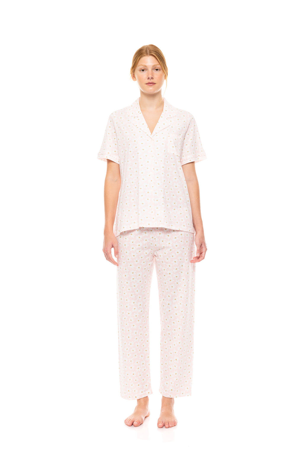 Pink Label - Pyjama Buttoned Long Pants Pink Daisy