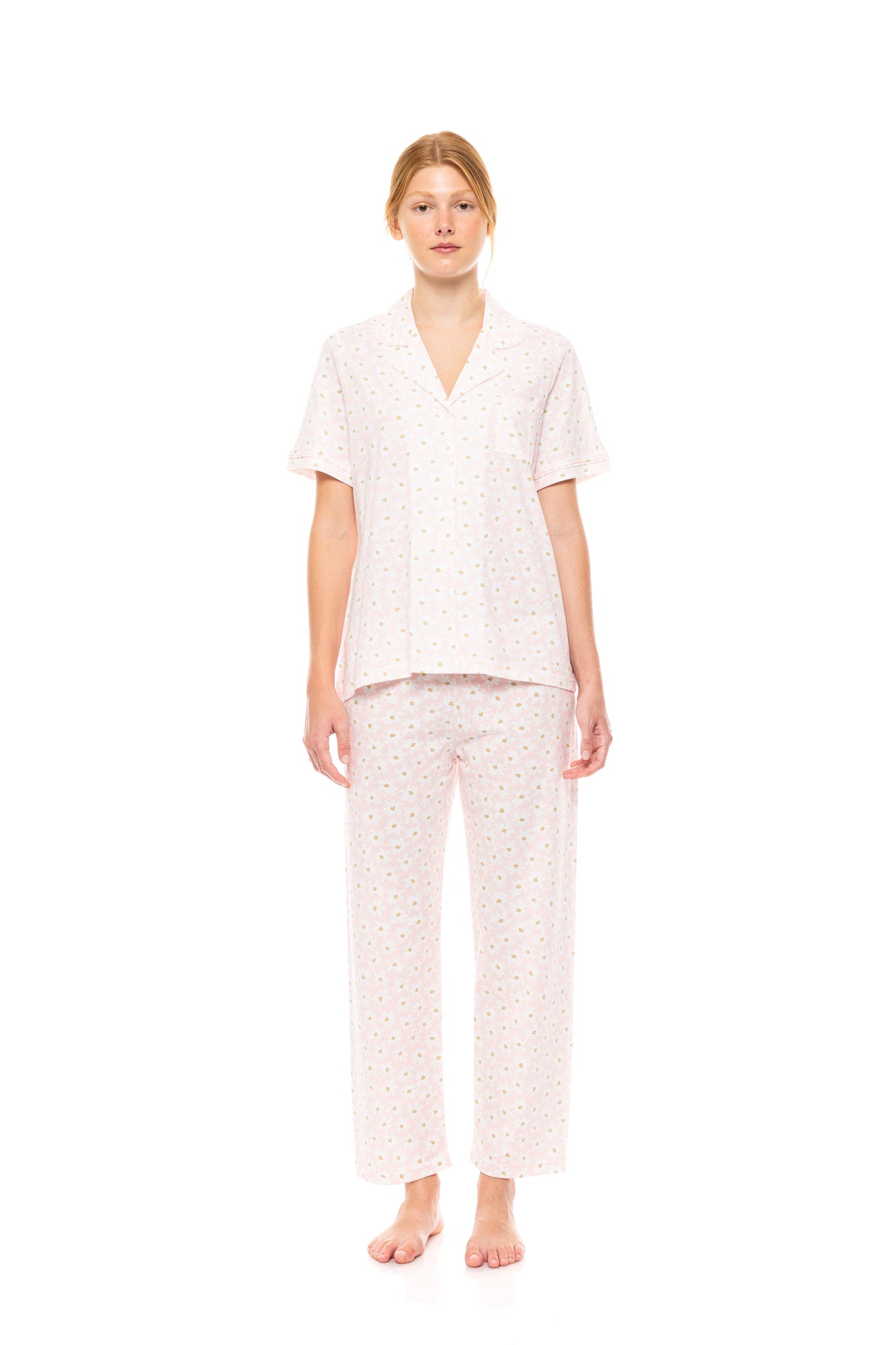 Pink Label - Pyjama Buttoned Long Pants Pink Daisy