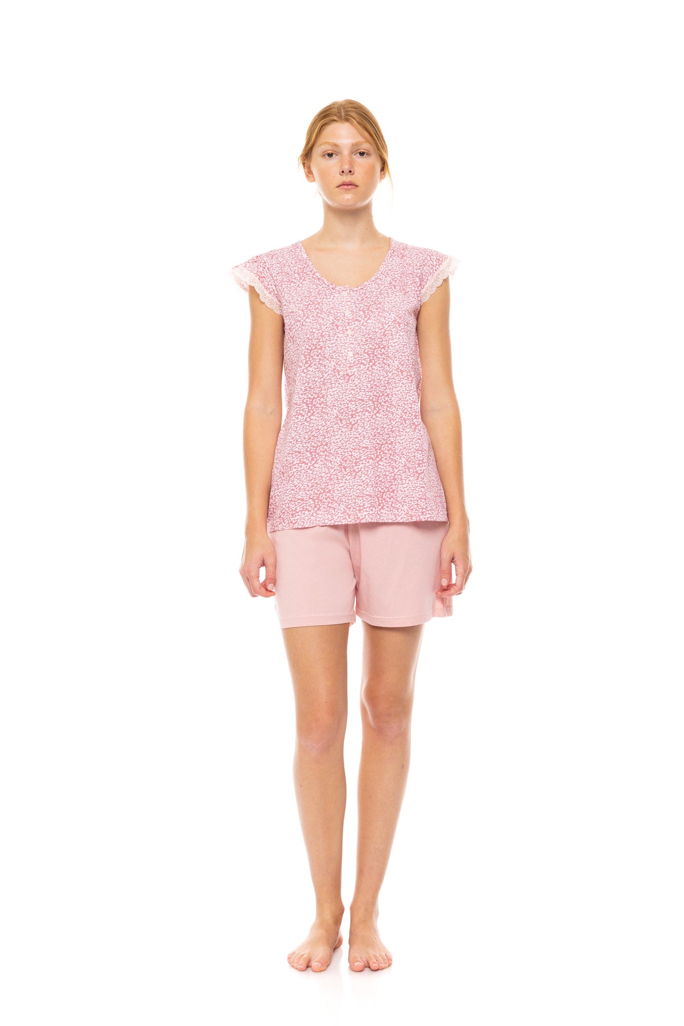 Pink Label - Pyjama Shorts Leopard Rose